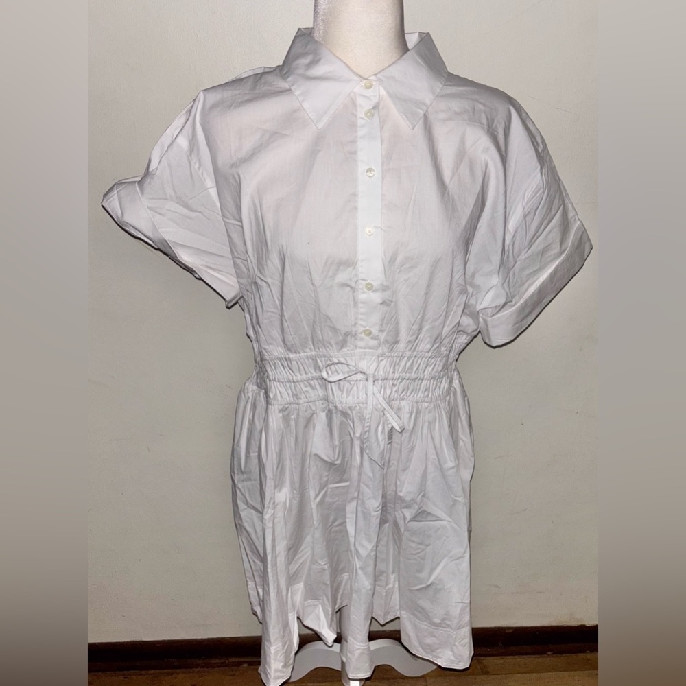 NWT J.Crew Elena mini shirtdress cotton poplin 14 White Smocked Preppy Casual - Picture 5 of 15